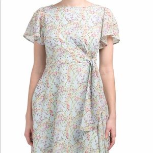 NWT Nicole Miller side tie flutter sleeve dress